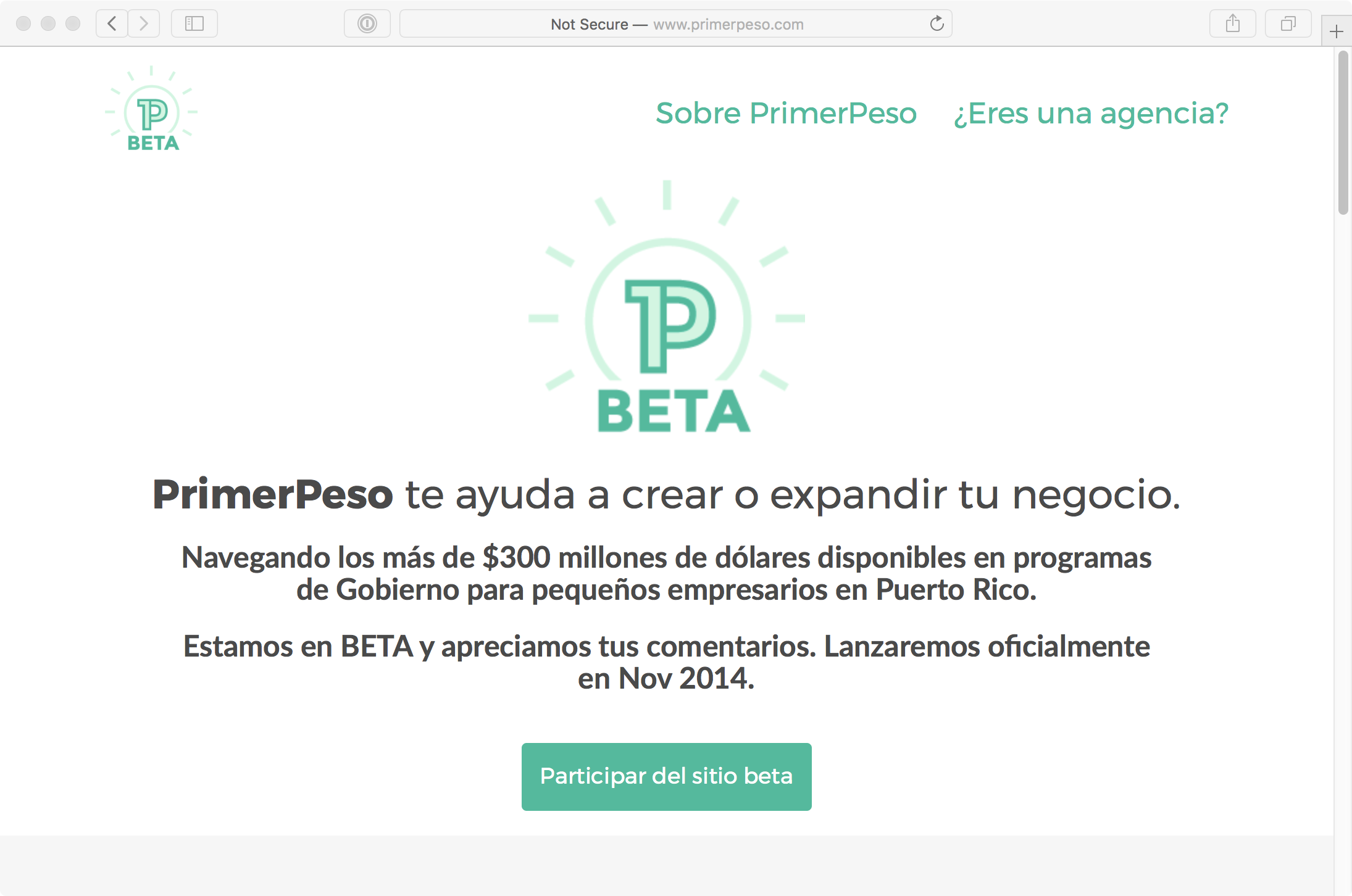 PrimerPeso.com screenshot