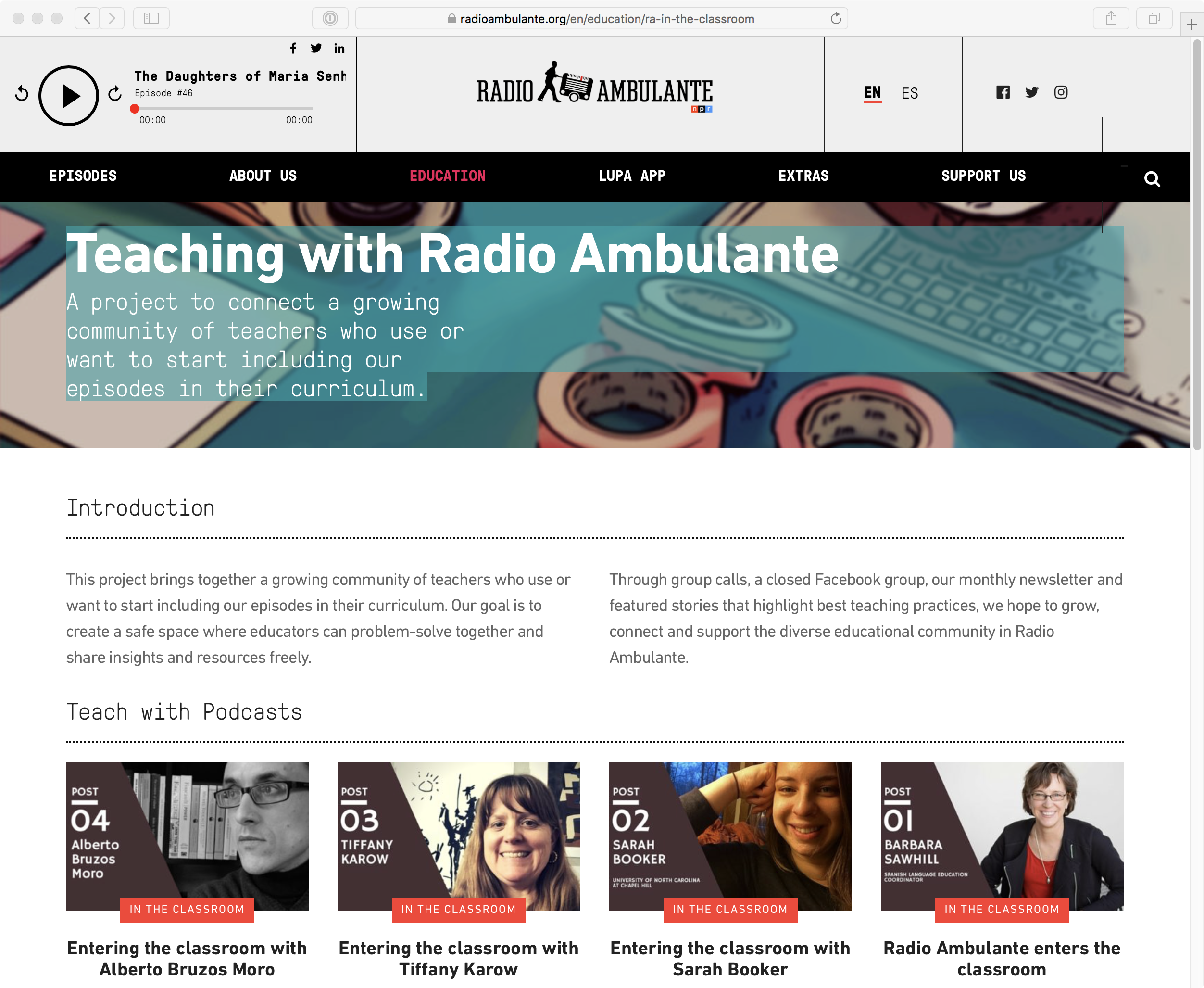 Radio Ambulante Website - Esquela Radio Ambulante